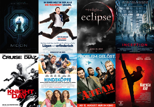 Moon, Lügen macht erfinderisch, Twilight: Eclipse, Inception, Knight and Day, Kindsköpfe, A-Team, Karate Kid