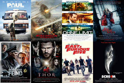 Paul, World Invasion: Battle Los Angeles, Ohne Limit, Red Riding Hood, Mein bester Feind, Thor, Fast & Furious Five, Scream 4