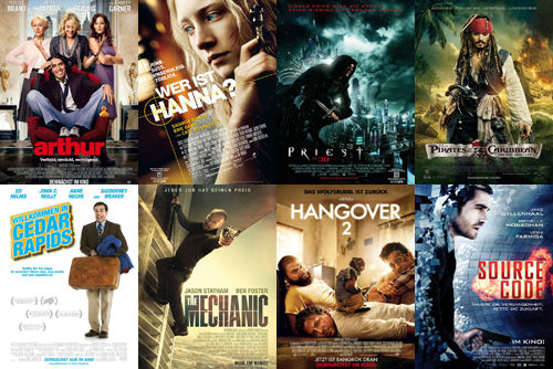 Arthur, Wer ist Hannah?, Priest, Fluch der Karibik 4, Willkommen in Cedar Rapids, The Mechanic, Hangover 2, Source Code