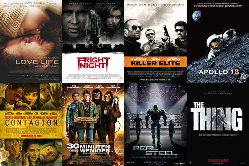 Love Life, Fright Night, Killer Elite, Apollo 18, Contagion, 30 Minuten oder weniger, Real Steel, The Thing