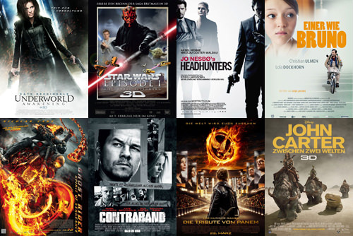 Underworld 4, Star Wars Episode 1, Headhunters, Einer wie Bruno, Ghost Rider 2, Contraband, Hungergames, John Carter